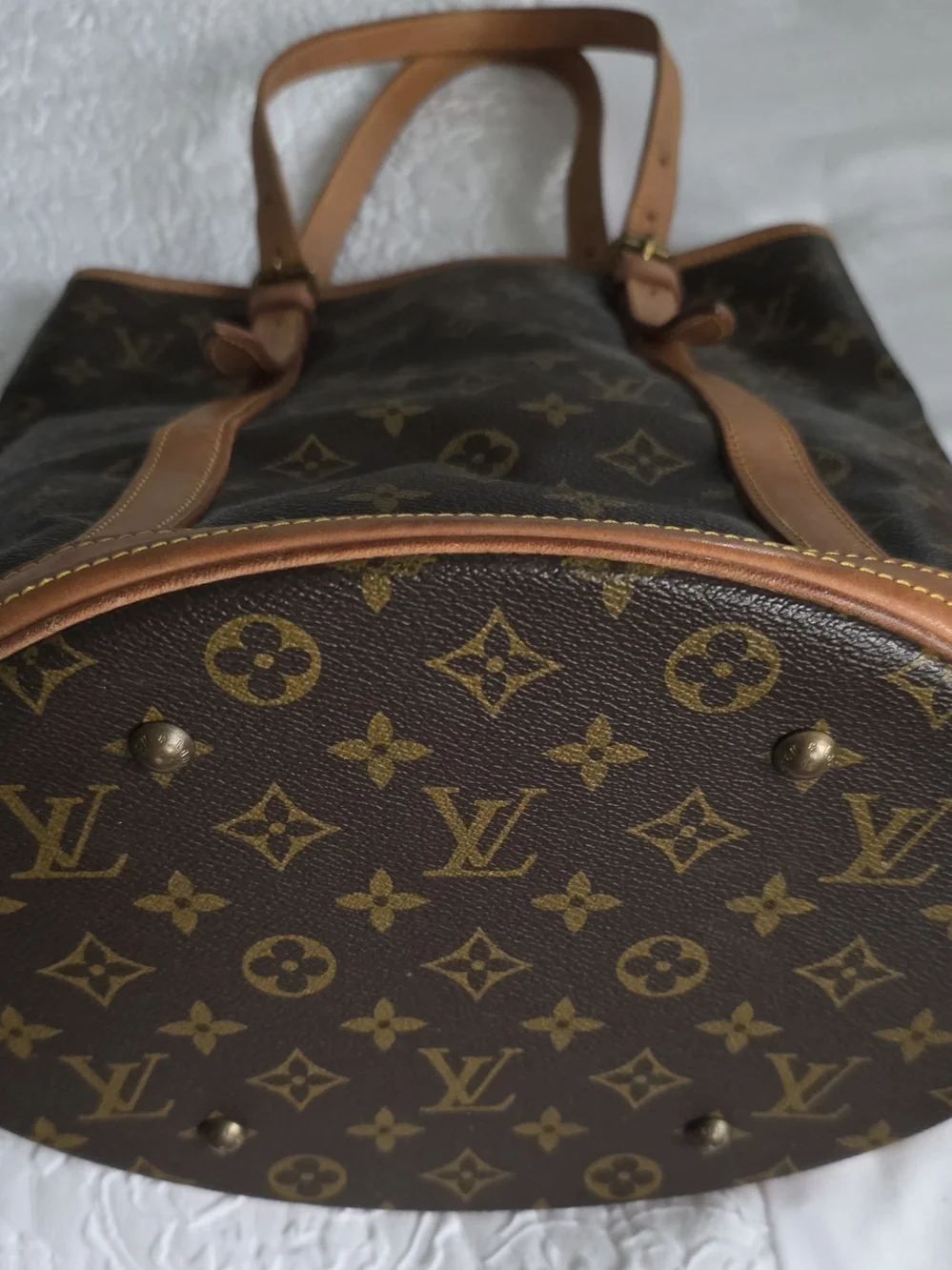 Louis Vuitton Monogram Canvas Shoulder Bag in Brown and Tan